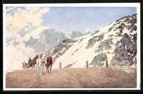 AK Ankunft der Stelvi-Post auf der Ferdinandshöhe