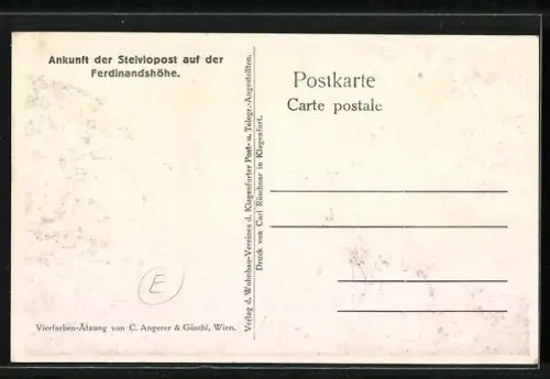 AK Ankunft der Stelvi-Post auf der Ferdinandshöhe