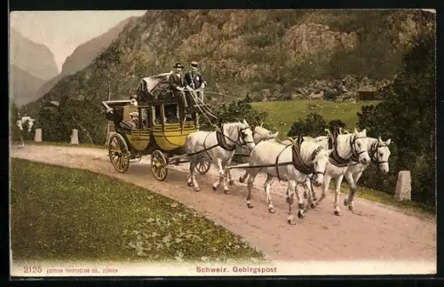 AK Schweizer Gebirgspost, Postkutsche