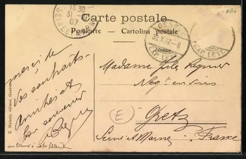 AK Schweizer Postkutsche auf einer Landstrasse