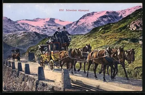AK Postkutsche der Schweizer Alpenpost
