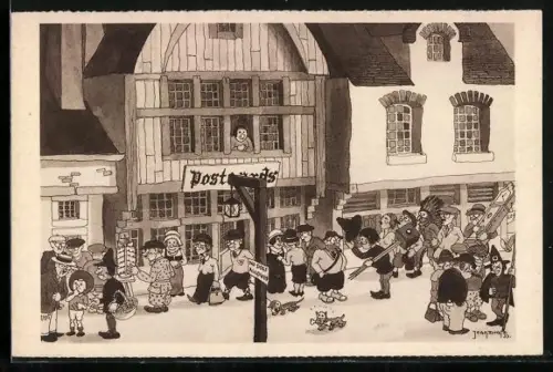 Künstler-AK Jean Dratz: Chicago, World`s Fair 1933, Picturesque Belgium, Postcard-Shop
