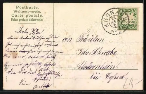 Präge-AK Blumenauto aus Vergissmeinnicht, Mögest du jed` Hindernis Immerdar bezwingen...