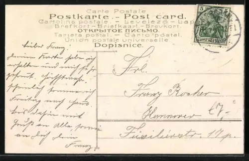 AK Junger Mann und zwei Frauen mit Blumenkorb im Auto