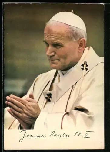 AK Papst Johannes Paul II. im weissen Ornat beim Beten