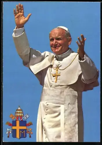 AK Papst Johannes Paul II. mit erhobenen Händen