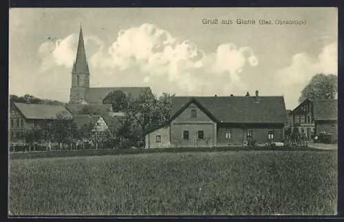 AK Glane /Osnabrück, Teilansicht mit Blick zur Kirche