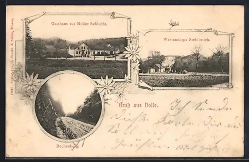 AK Nolle, Gasthaus zur Noller Schucht, Westendarps Steinbruch, Rechenberg