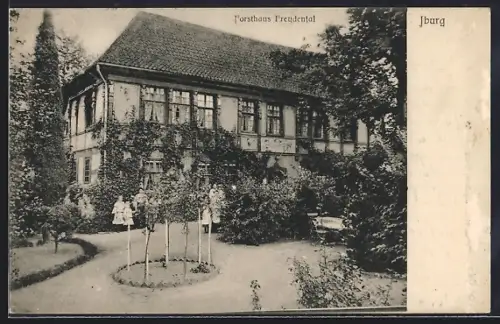 AK Iburg, Hotel Forsthaus Freudental mit Garten