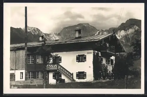 AK Oberschönau / Bayern, Hotel Landhaus Binderlehen mit Alpenpanorama