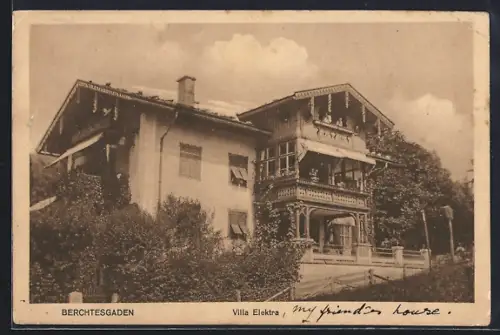 AK Berchtesgaden, Hotel Villa Elektra mit Besuchern