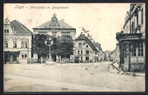 AK Lage / Lippe, Marktplatz mit Bergstrasse