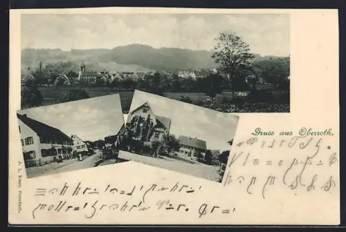 AK Oberroth / Gaildorf, Gasthaus im Ort, Ortspanorama