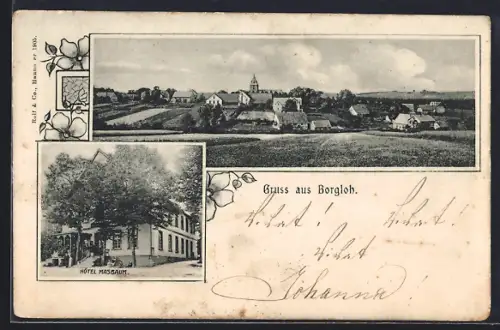 AK Borgloh, Hotel Masbaum, Ortspanorama