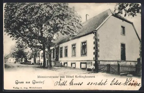 AK Glandorf, Münsterstrasse mit Hotel Kellinghausen