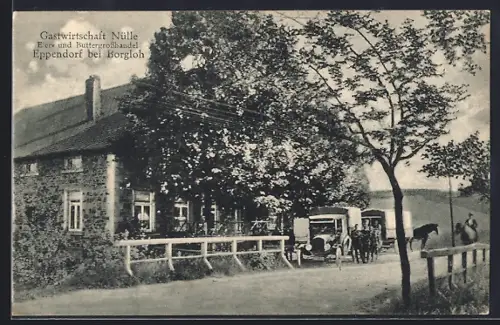 AK Eppendorf / Borgloh, Gasthaus Nülle mit Autos und Pferden