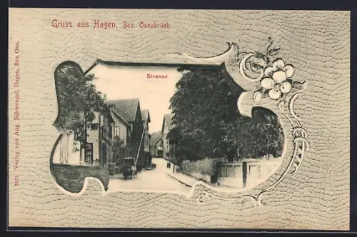 AK Hagen / Osnabrück, Strassenpartie in der Ortschaft