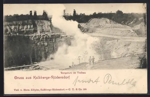 AK Kalkberge-Rüdersdorf, Bergsturz im Tiefbau, Steinbruch