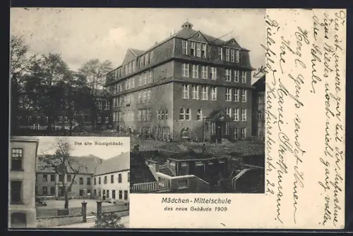 AK Bielefeld, Mädchen-Mittelschule, das neue Gebäude 1909, Das alte Schulgebäude