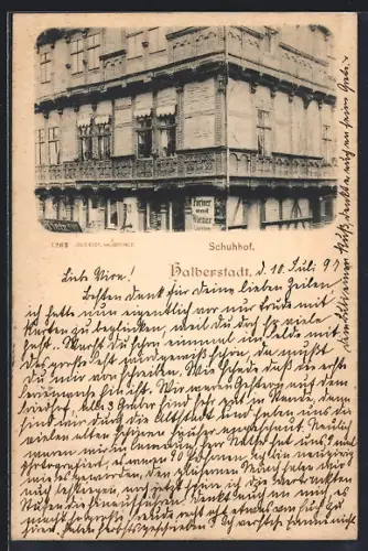 AK Halberstadt, Strasseneck am Schuhhof