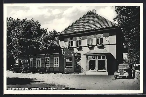 AK Ueffeln, Gasthof Rickert mit parkenden Autos