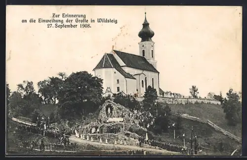 AK Wildsteig, Einweihung der Grotte in Wildsteig 1908