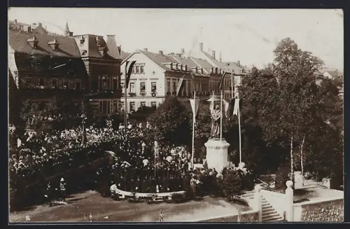 Foto-AK Kirchberg /Sachsen, Enhüllung des Lutherdenkmals 1908