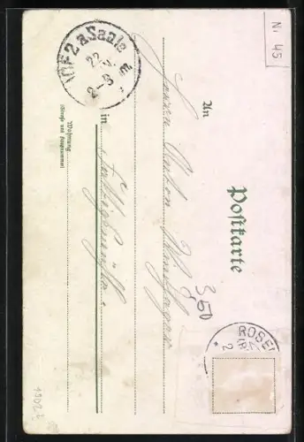 AK Vergissmeinnicht-Kleeblatt mit Margeriten