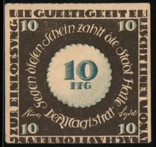 Notgeld Halle / Saale, 10 Pfennig, Waisenhaus von August Hermann Francke, erbaut 1698