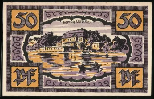 Notgeld Merseburg 1921, 50 Pf, Schloss Herzog Christian und Rabe auf Bischofsstab, Nr. 111102