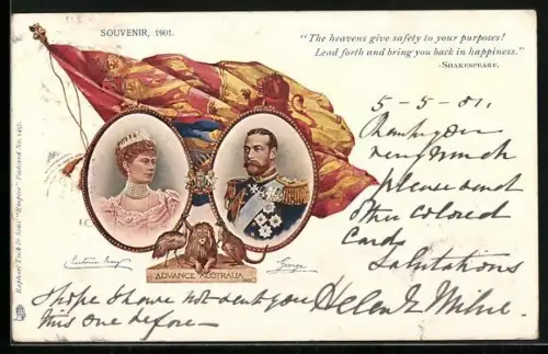 Lithographie Portrait of the King and Queen 1901
