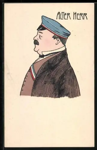 AK Alter Herr beim Abschieds-Kommers der Abiturienten des Freimaurer-Instituts 1907