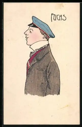 AK Der schlaue Student - Karikatur