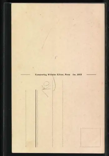 Künstler-AK Student mit einer Truhe beim Umzug, Einzug in die neue Bude