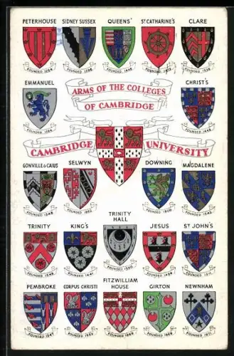 AK Arms of the Colleges of Cambridge, Studentenwappen der Universität Cambridge