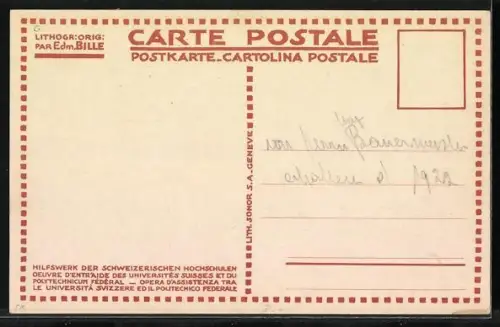 AK Sanatorium Universitaire, Student blickt zu den Bergen