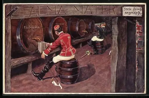 AK Alma Mater, Burschenschafter zapft Philosophie, studentische Szene