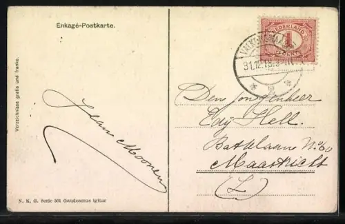 AK Zwei Studenten in Begleitung beim Spaziergang