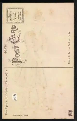 Stoff-Präge-AK Dame stützt sich auf ein Werkzeug, The State of Colorado