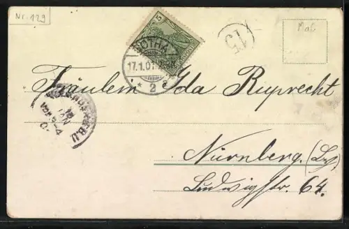 AK Liebesgedicht, Dame sitzt nachdenklich mit einem Brief in der Hand, Jugendstil Passepartout