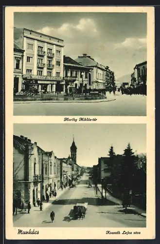 AK Munkács, Horthy Miklós-tér, Kossuth Lajos utca
