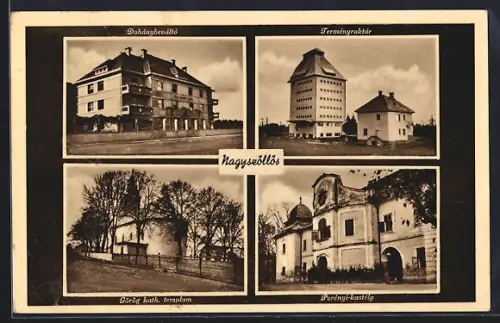 AK Nagyszöllös, Terményraktár, Dohánybeváltó, Perényi-kastély