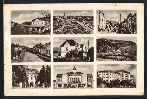 AK Nagyszöllös, Bahnhof, Strassenpartie, Ortspartie