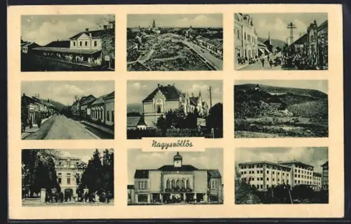 AK Nagyszöllös, Bahnhof, Strassenpartie, Ortspartie