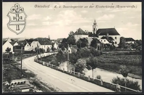 AK Gleisdorf, K. k. Bezirksgericht an der Klosterkirche in der Grazerstrasse