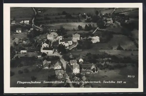 AK Strahlegg /Oststeiermark, Ortsansicht vom Flugzeug aus