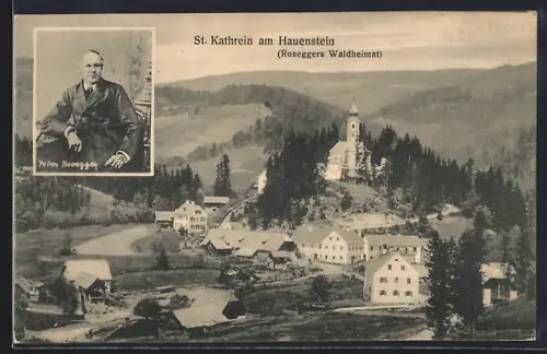 AK St. Kathrein am Hauenstein, Ortsansicht mit Bergpanorama