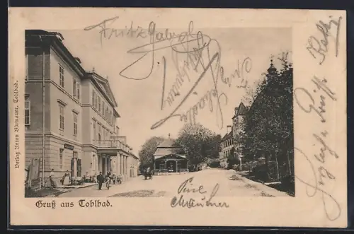 AK Toblbad, Ortspartie auf dem Kurplatz