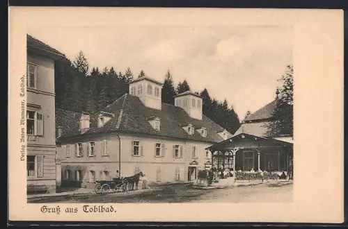 AK Toblbad, Ortspartie mit Pferdekutsche