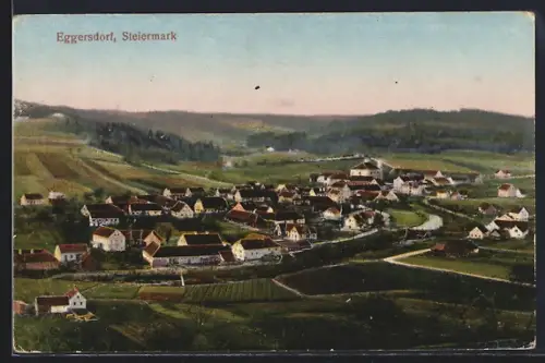 AK Eggersdorf /Steiermark, Ortsansicht mit Feldern